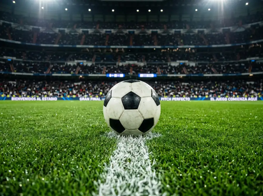 Balón de fútbol profesional sobre el césped de un estadio alemán